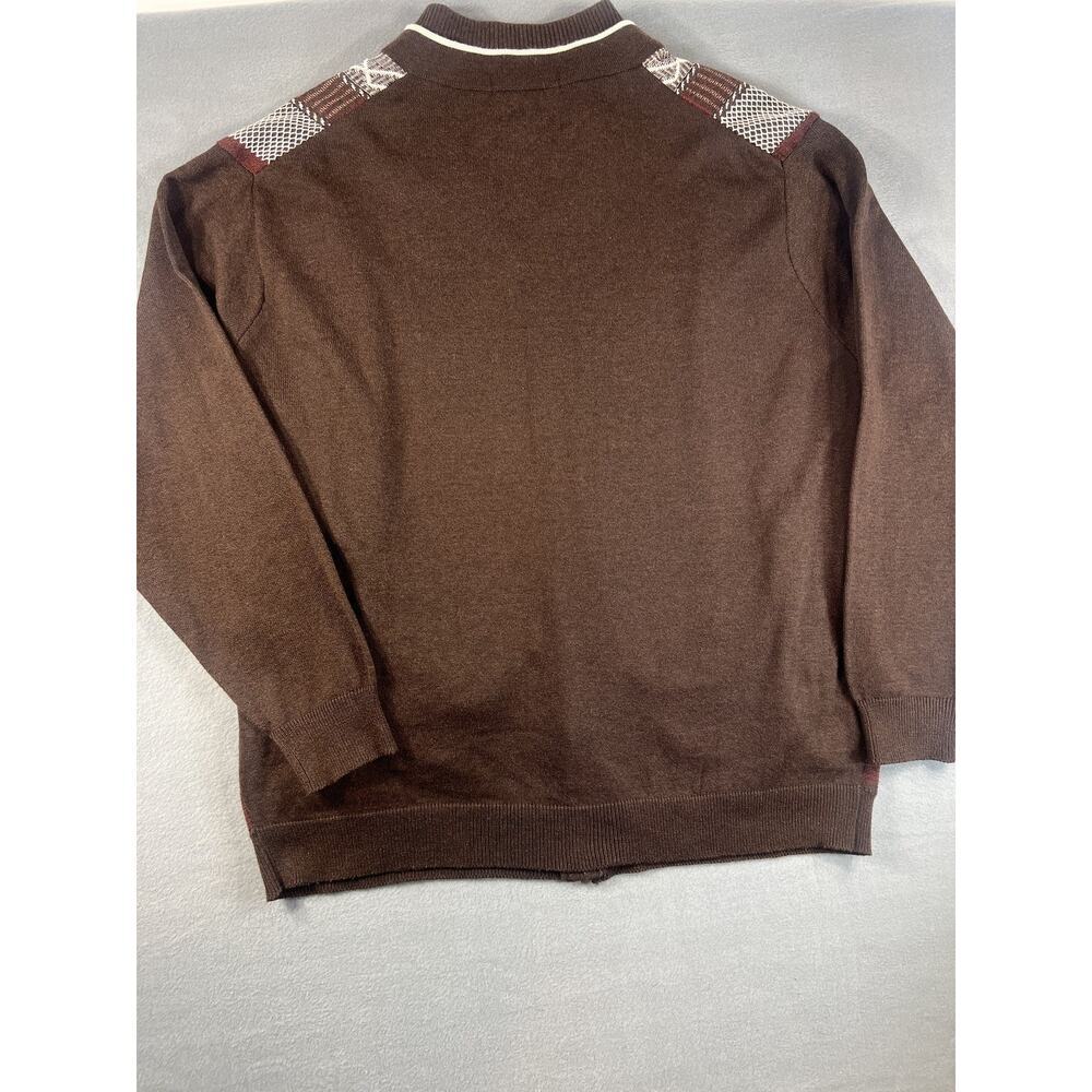 VTG Montique Med 3D Knit Zip Sweater 80s Retro Size 2XL Multicolor Hip Hop Style - Picture 11 of 14